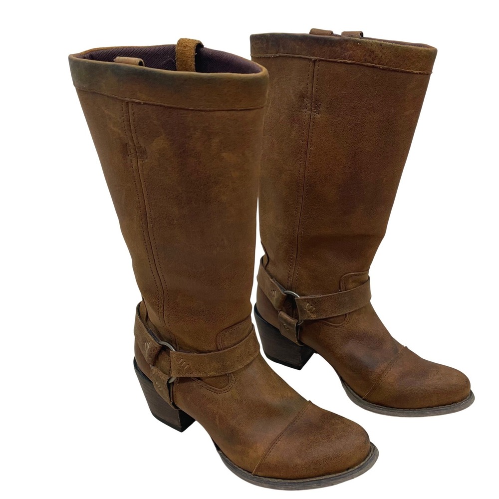 Durango 13" Harness Boots Womens 7.5 Brown Leather RD4512 Distressed Western